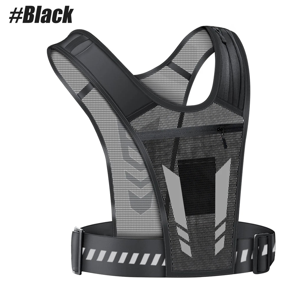 Reflective Running Phone Holder Vest for Men and Women, Jogging, Walking, Exercise,Gym, Workout. Adjustable Strap Key Pocket