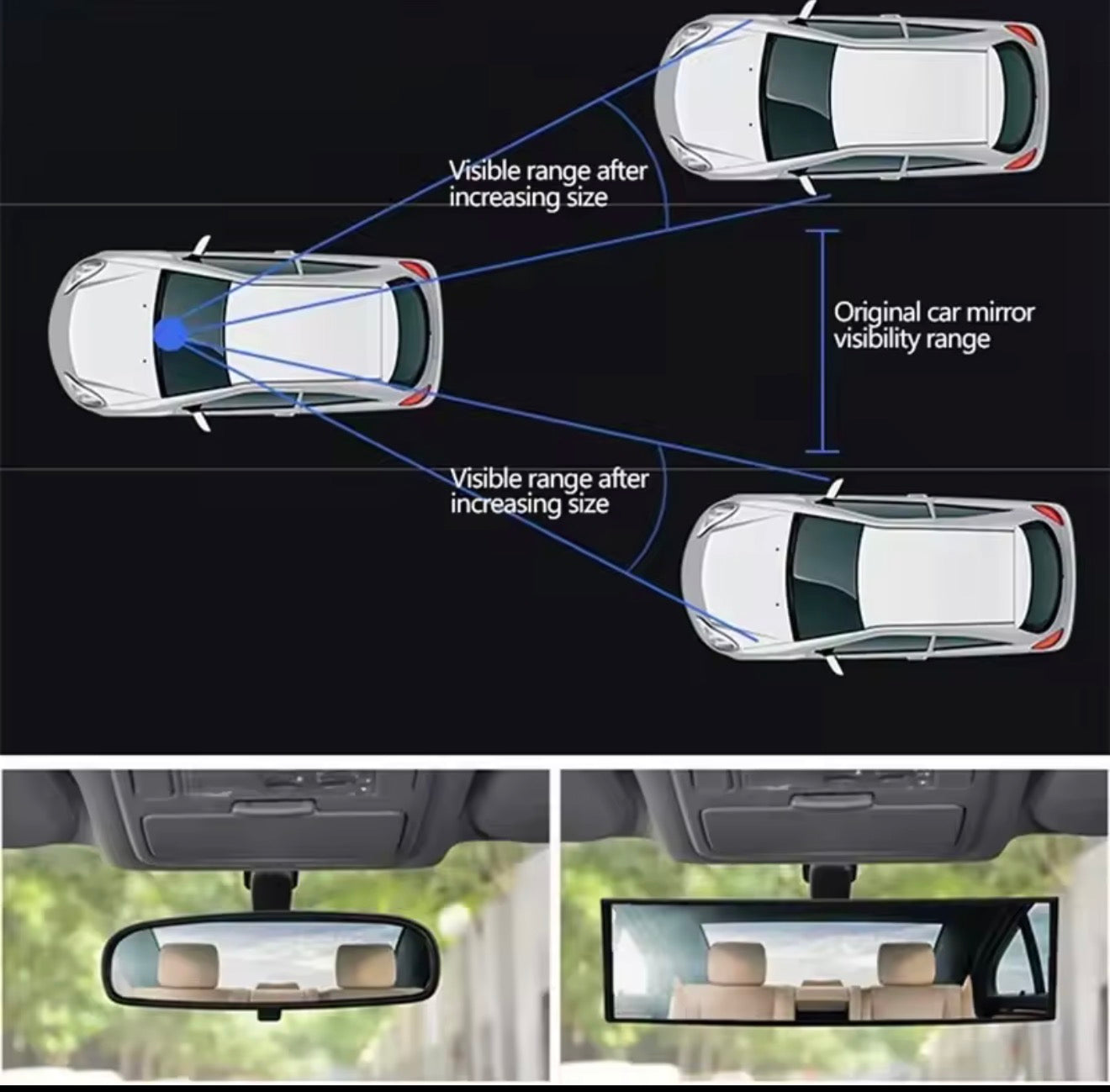 Universal Anti glare Wide Angle Rearview Mirror Car Interior Rear